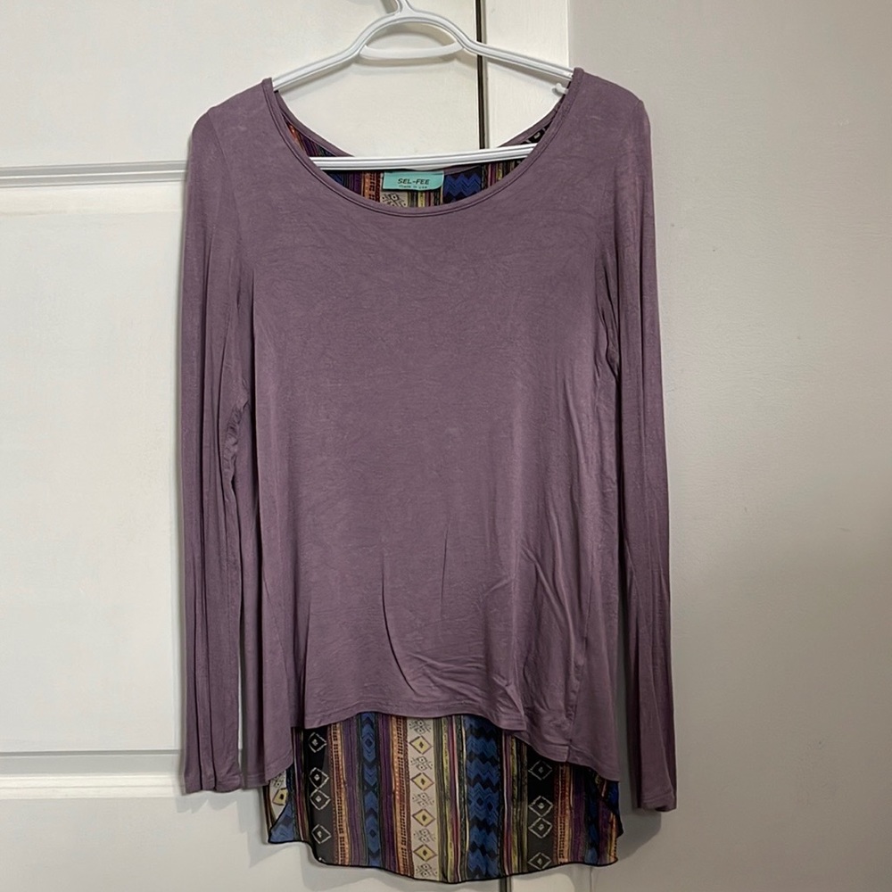 Women’s purple hi-low size small long sleeve